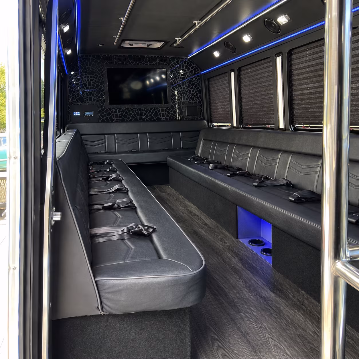 Passenger watching the Norfolk scenery during a regional party bus road trip