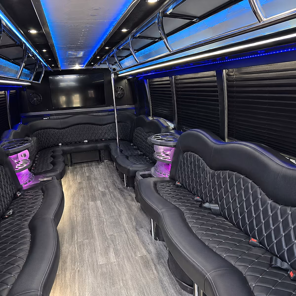 Norfolk Birthday, Sweet 16, & Quinceañera Transportation party bus interior