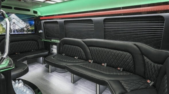 Interior of Charter Bus Company Newport News's 14 Passenger Sprinter Limousine in Newport News
