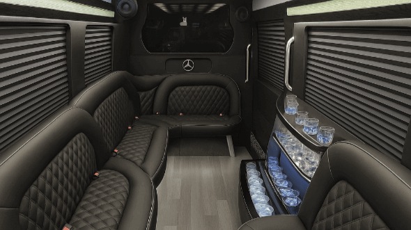 Interior of Norfolk Party Bus Company's 14 Passenger Sprinter Limousine in Norfolk