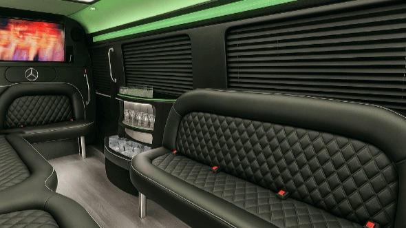 Interior of Charter Bus Company Greenville's 18 Passenger Party Bus in Greenville
