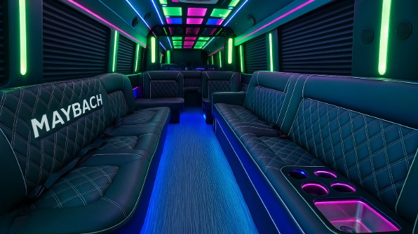 Interior of Charter Bus Company Raleigh's 20 Passenger Party Bus in Raleigh