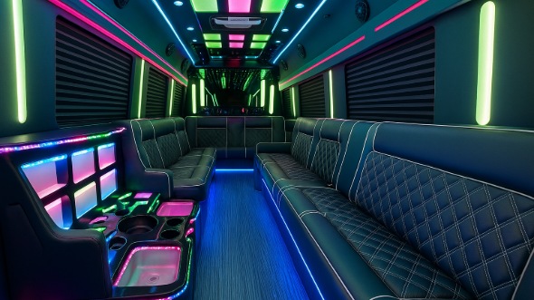 Interior of Charter Bus Company Lynchburg's 25 Passenger Party Bus in Lynchburg
