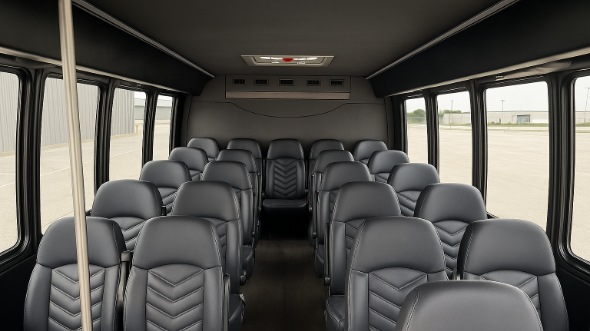 Interior of Charter Bus Company Norfolk's 35 Passenger Mini Bus in Norfolk