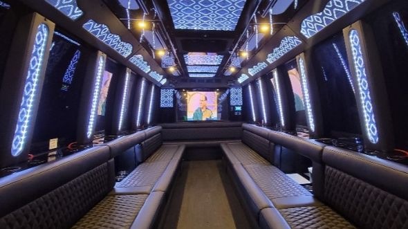 Interior of Charter Bus Company Lynchburg's 40 Passenger Party Bus in Lynchburg