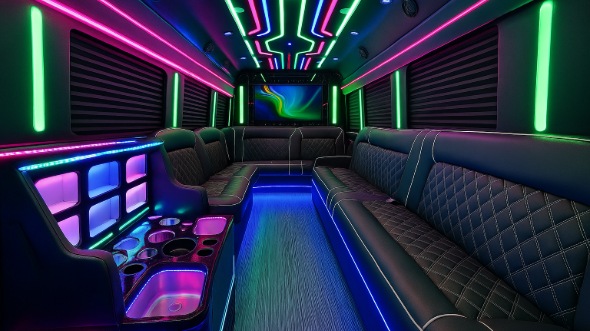 Interior of Charter Bus Company Portsmouth's 40 Passenger Party Bus in Portsmouth