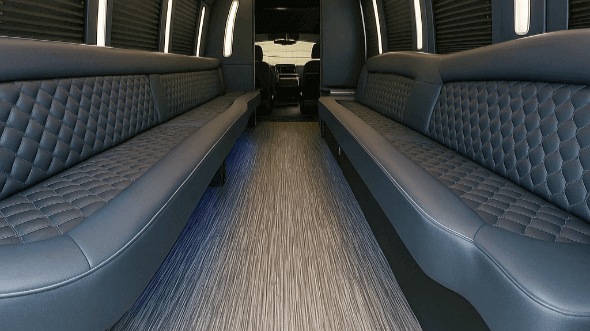 Interior of Charter Bus Company Raleigh's 40 Passenger Party Bus in Raleigh