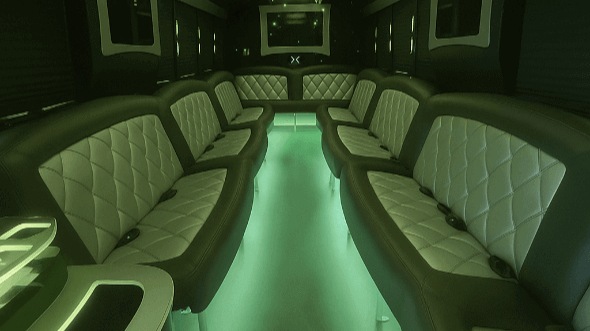 Interior of Charter Bus Company Greenville's 50 Passenger Party Bus in Greenville